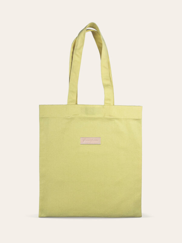 Handmade cotton tote bag in pastel glow with embossed leather logo – Plum Plum Australia